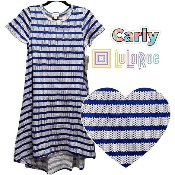 LulaRoe Carly Long/Midi Dress High Low Hem Stretchy Comfortable Abstract Blue XS - Picture 1 of 11